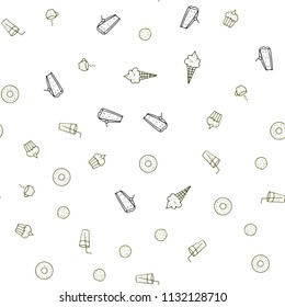 Dark Green vector seamless template with organic meal. Fast Food on blurred abstract background with colorful gradient. Pattern for menu of cafes, bars, restaurants.