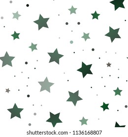 Dark Green vector seamless template with sky stars. Decorative shining illustration with stars on abstract template. The pattern can be used for wrapping gifts.