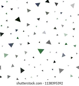Dark Green vector seamless template with crystals, triangles. Glitter abstract illustration with triangular shapes. Pattern for commercials.