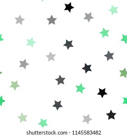Dark Green vector seamless template with sky stars. Stars on blurred abstract background with gradient. Smart design for your business advert.