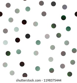 Dark Green vector seamless template with circles. Modern abstract illustration with colorful water drops. Pattern can be used as texture of water, rain drops.