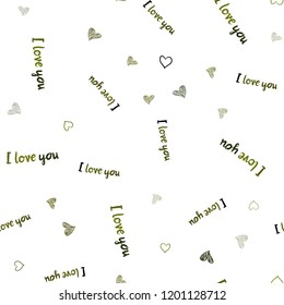 Dark Green vector seamless template with doodle hearts. Illustration with hearts in love concept for valentine's day. Template for Valentine's greeting postcards.