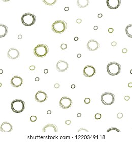 Dark Green vector seamless template with circles. Glitter abstract illustration with blurred drops of rain. Pattern can be used for ads, leaflets.