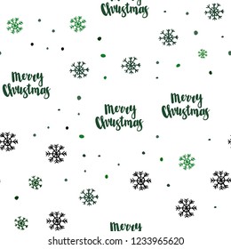 Dark Green vector seamless template with ice snowflakes. Modern geometrical abstract illustration with snowflakes. Trendy design for wallpaper, fabric makers.