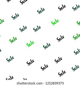 Dark Green vector seamless template with selling words. Abstract illustration with colorful gradient symbols of sales. Backdrop for super sales on Black Friday.