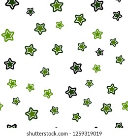 Dark Green vector seamless template with sky stars. Shining colored illustration with stars. Template for business cards, websites.