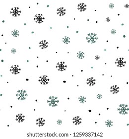Dark Green vector seamless template with ice snowflakes. Colorful snowflakes with gradient on abstract background. Pattern for trendy fabric, wallpapers.