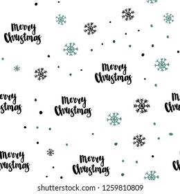 Dark Green vector seamless template with ice snowflakes. Shining colorful illustration with snow on abstract template. Pattern for design of window blinds, curtains.