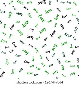 Dark Green vector seamless template with text LOVE YOU. Phrase LOVE YOU with colorful gradient in abstract style. Pattern for design of fabric, wallpapers.