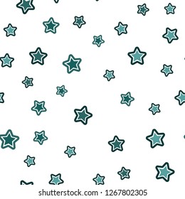 Dark Green vector seamless template with sky stars. Shining colored illustration with stars. Pattern for design of fabric, wallpapers.