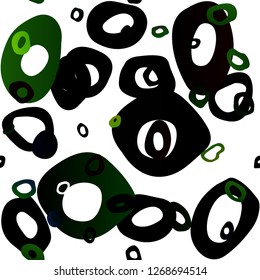 Dark Green vector seamless template with spots. Illustration with set of shining colorful abstract circles. Template for business cards, websites.