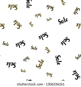Dark Green vector seamless template with selling words. Abstract illustration with colorful gradient symbols of sales. Pattern for ads, posters, banners of sales.