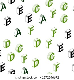 Dark Green vector seamless template with 3D isolated letters. Shining colorful 3D illustration with isolated letters. Pattern for trendy fabric, wallpapers.