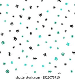 Dark Green vector seamless template with ice snowflakes. Colorful decorative design in xmas style with snow. Template for business cards, websites.