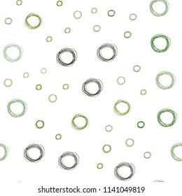 Dark Green vector seamless texture with disks. Beautiful colored illustration with blurred circles in nature style. Beautiful design for your business advert.