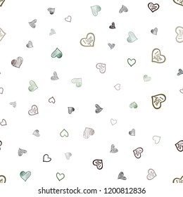 Dark Green vector seamless texture with lovely hearts. Illustration with hearts in love concept for valentine's day. Pattern for carnival, festival romantic leaflets.