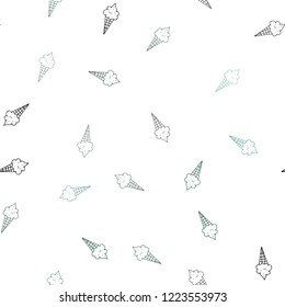 Dark Green vector seamless texture with delicious ice-cream. Decorative illustration with ice-cream on abstract template. Pattern for menu of cafes and restaurants.