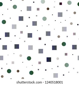 Dark Green vector seamless texture with disks, rectangles. Abstract backdrop with colorful circles, rectangles. Template for business cards, websites.