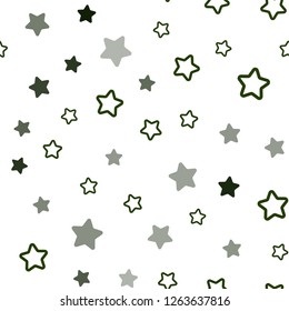 Dark Green vector seamless texture with beautiful stars. Glitter abstract illustration with colored stars. Design for wallpaper, fabric makers.