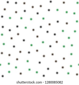 Dark Green vector seamless texture with colored snowflakes. Colorful decorative design in xmas style with snow. Design for wallpaper, fabric makers.