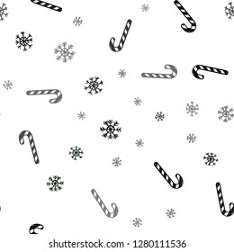 Dark Green vector seamless texture with xmas sweets, candies.