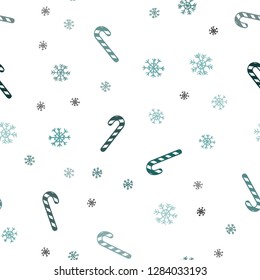 Dark Green vector seamless texture with xmas sweets, candies.