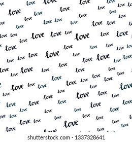 Dark Green vector seamless texture with words LOVE YOU. Illustration with phrase LOVE YOU for valentine's day. Pattern for design of fabric, wallpapers.
