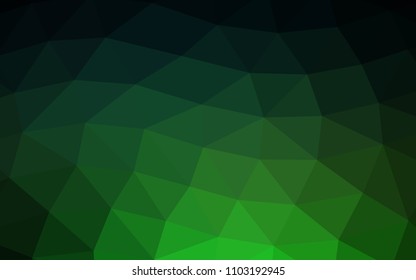 Dark Green vector shining hexagonal shining triangular. Shining illustration, which consist of triangles. Triangular pattern for your business design.