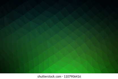 Dark Green vector shining hexagonal pattern. Glitter abstract illustration with an elegant design. Triangular pattern for your business design.