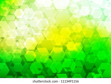 Dark Green vector shining hexagonal background. Brand new colored illustration in blurry style with gradient. The completely new template can be used for your brand book.