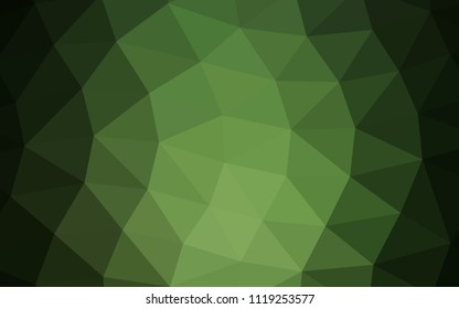 Dark Green vector shining hexagonal shining triangular. Shining illustration, which consist of triangles. The elegant pattern can be used as part of a brand book.