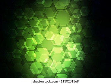 Dark Green vector shining hexagonal pattern. Creative geometric illustration in Origami style with gradient. The template can be used as a background for cell phones.