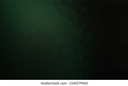 Dark Green vector shining hexagonal background. A sample with polygonal shapes. Triangular pattern for your business design.