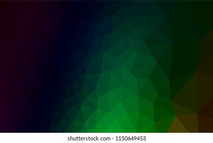 Dark Green vector shining hexagonal template. Triangular geometric sample with gradient.  The best triangular design for your business.