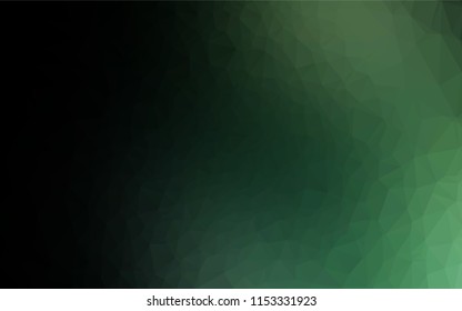 Dark Green vector shining hexagonal template. Triangular geometric sample with gradient.  A new texture for your design.