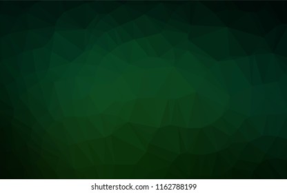 Dark Green vector shining hexagonal template. Triangular geometric sample with gradient.  The template can be used as a background for cell phones.