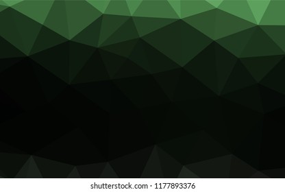 Dark Green vector shining hexagonal background. Triangular geometric sample with gradient.  Brand new design for your business.