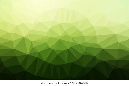 Dark Green vector shining hexagonal background. Triangular geometric sample with gradient.  Triangular pattern for your business design.