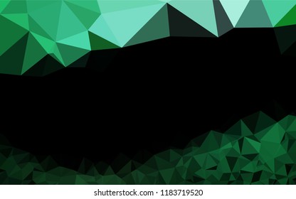 Dark Green vector shining hexagonal background. A vague abstract illustration with gradient. Triangular pattern for your business design.