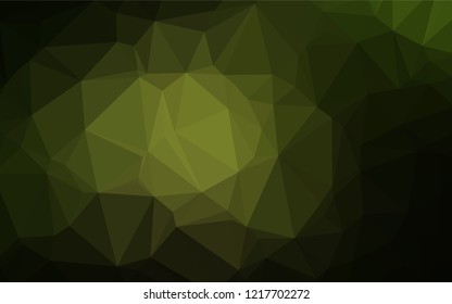 Dark Green vector shining hexagonal pattern. Triangular geometric sample with gradient.  Brand new design for your business.