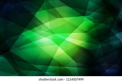 Dark Green vector shining triangular cover. Colorful illustration in abstract style with triangles. Textured pattern for your backgrounds.