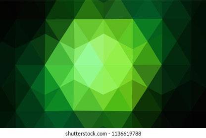 Dark Green vector shining triangular backdrop. Geometric illustration in Origami style with gradient.  Pattern for a brand book's backdrop.