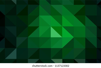 Dark Green vector shining triangular cover. Creative geometric illustration in Origami style with gradient. Polygonal design for your web site.