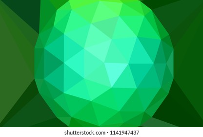 Dark Green vector shining triangular cover with a gem in a centre. A sample with polygonal shapes. Completely new template for your banner.