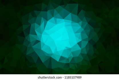 Dark Green vector shining triangular backdrop. Triangular geometric sample with gradient.  Triangular pattern for your design.