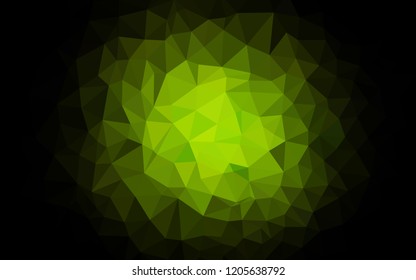 Dark Green vector shining triangular backdrop. Geometric illustration in Origami style with gradient.  Completely new template for your banner.