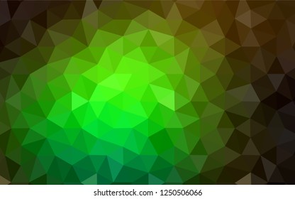 Dark Green vector shining triangular backdrop. A sample with polygonal shapes. Completely new template for your banner.