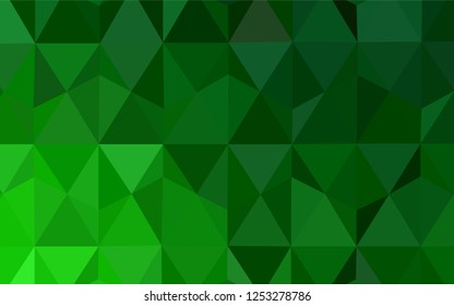 Dark Green vector shining triangular cover. Geometric illustration in Origami style with gradient.  Brand new design for your business.