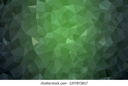 Dark Green vector shining triangular background. Creative geometric illustration in Origami style with gradient. Triangular pattern for your design.