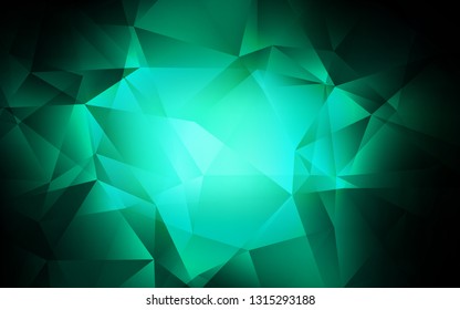 Dark Green vector shining triangular layout. Geometric illustration in Origami style with gradient.  New template for your brand book.